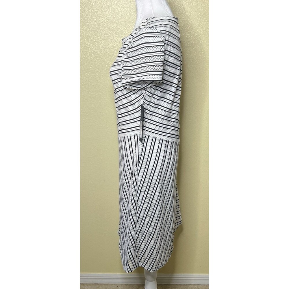 Marc New York White & Black Mesh Stripe Short Sleeve Lined Shift Dress Sz 8 NWT - Picture 3 of 10